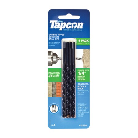 ITW BRANDS TAPCON DLBT 3/16X4.5""4PK 11250